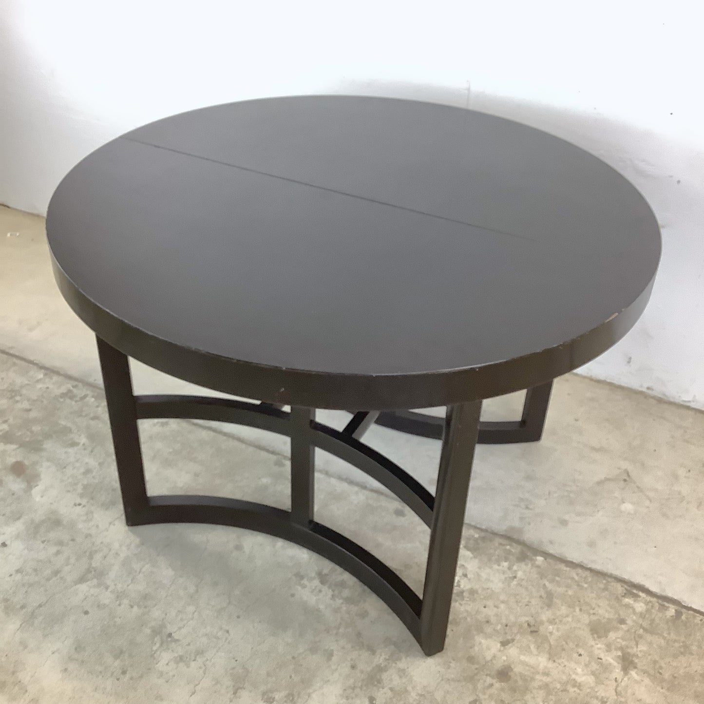 Ebonized Mahogany Round Extension Dining Table — Attributed to Paul T. Frankl