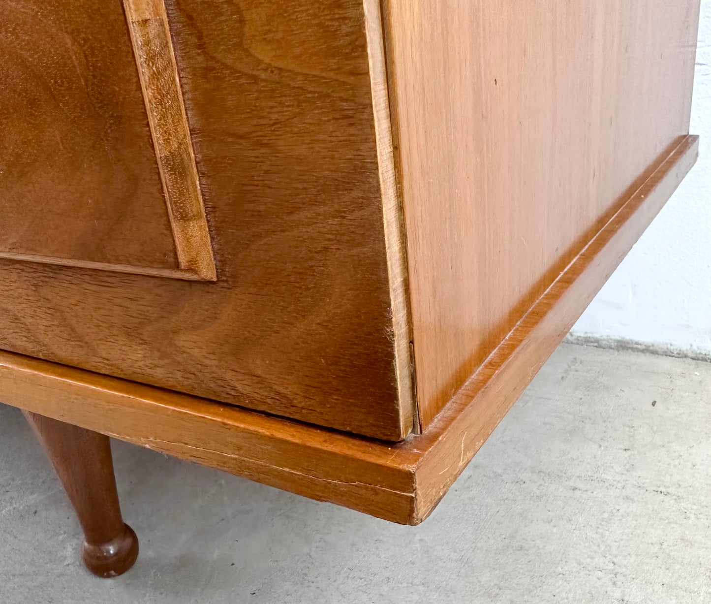 Mid-Century Lowboy Walnut Dresser With Drumstick Legs