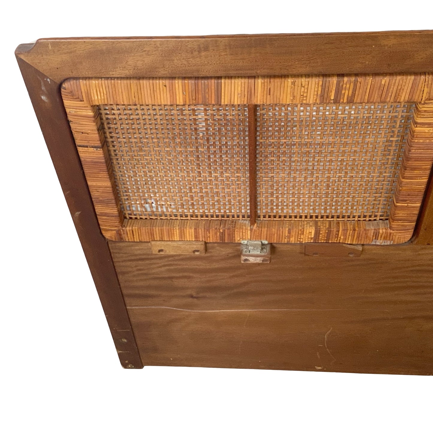 VintageModern Scandinavian Style Teak & Cane Full Headboard