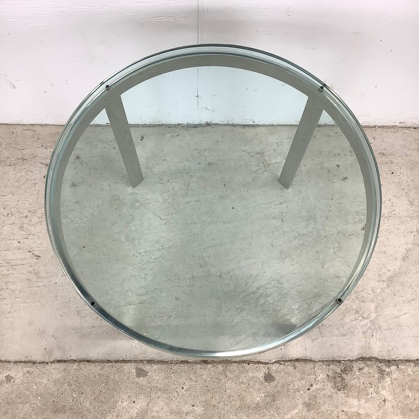 Vintage Circular Glass Top End Table with Polished Chrome Base