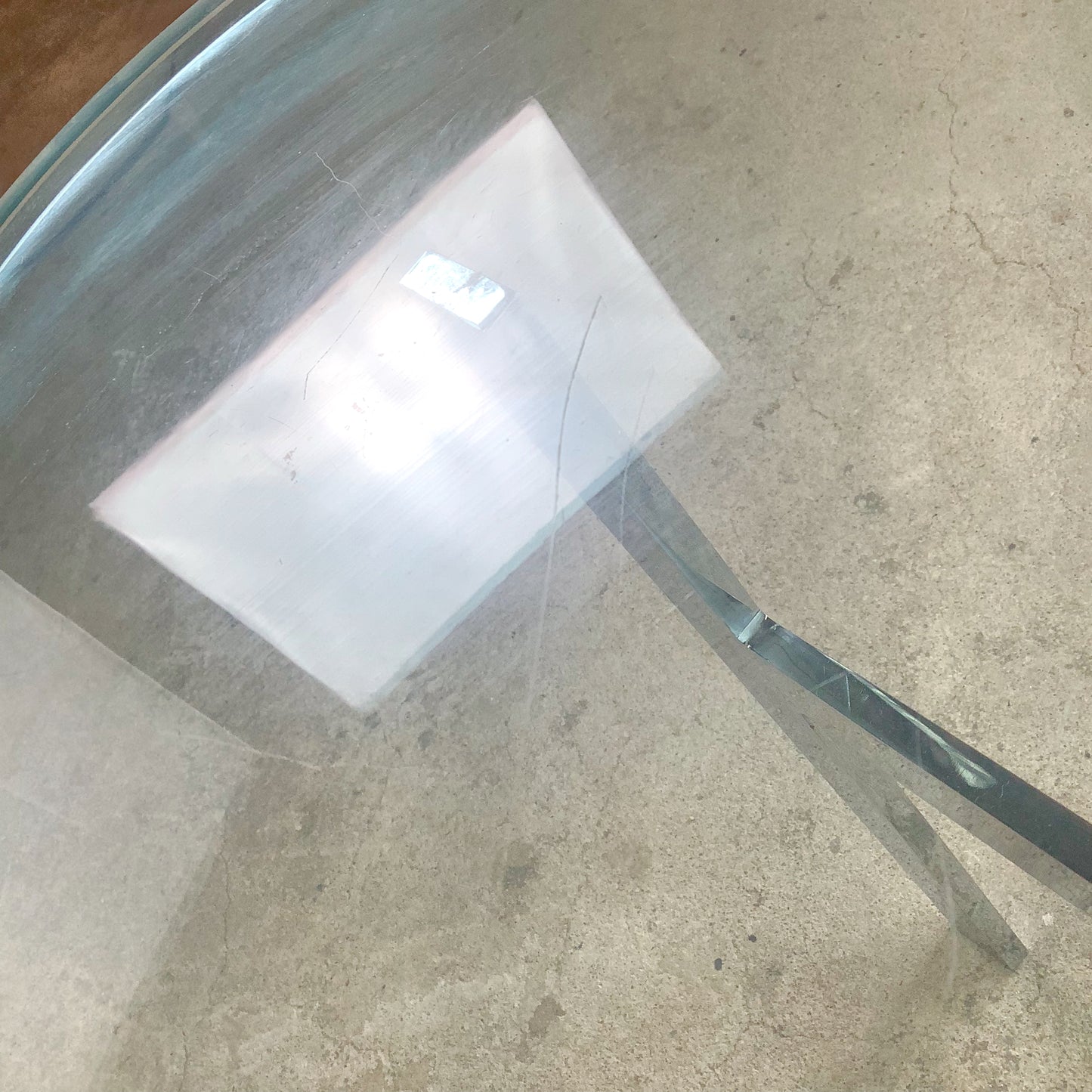 Vintage Barcelona-Style Coffee Table | Brushed Chrome X-Base | Thick Glass | 36" Square | c. 1970s–1980s