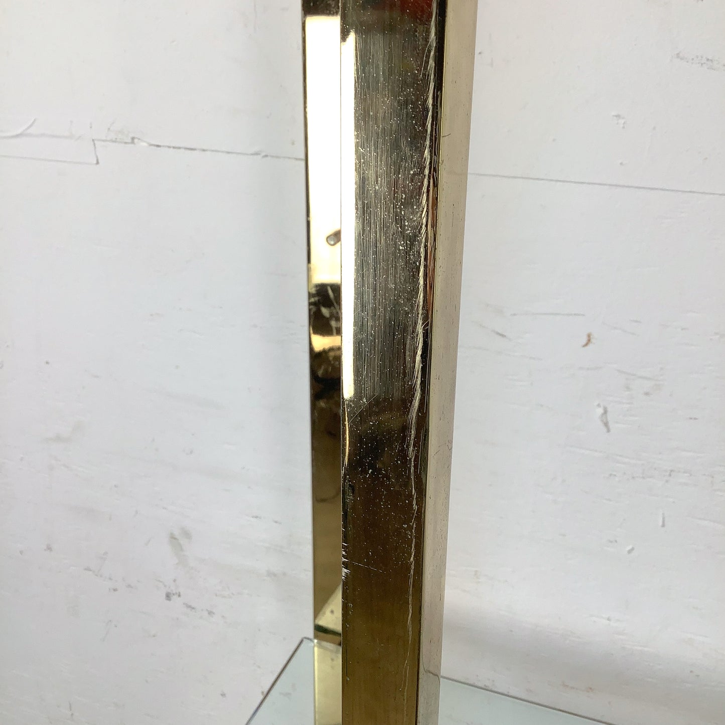 Architectural Brass and Glass Display Shelf, Vintage Modern