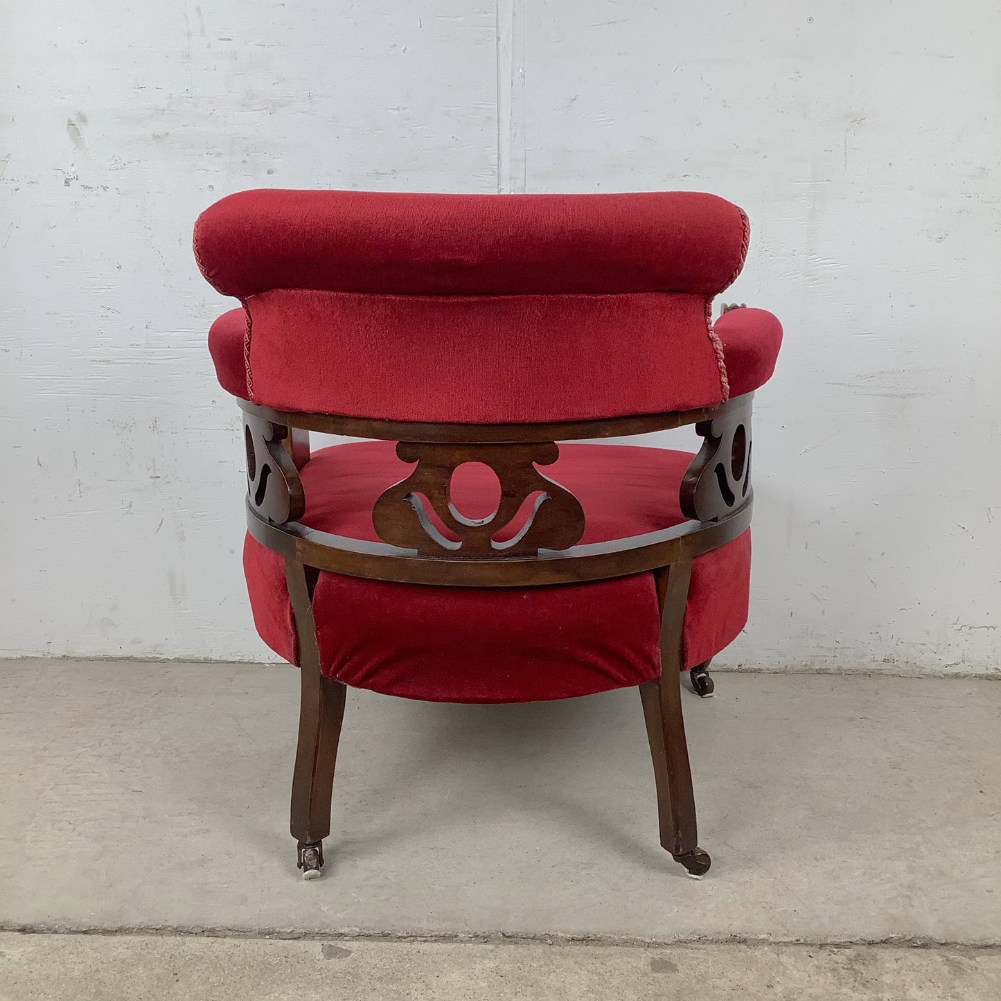 Empire Revival Upholstered Armchair in Red Velvet