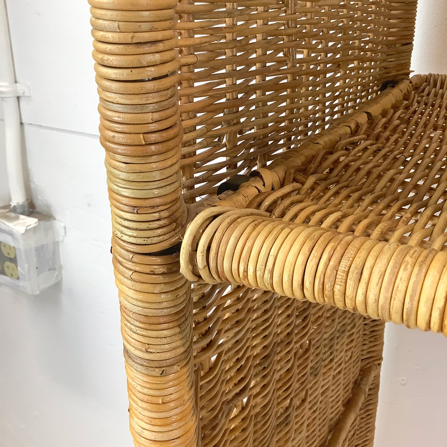 Pair Vintage Rattan Arched Bookcases