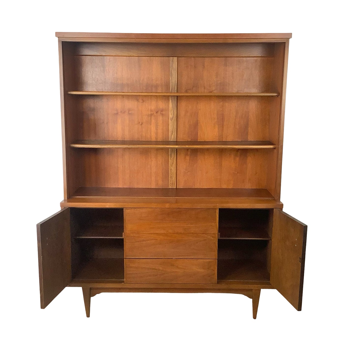 Vintage Mid-Century Modern Walnut Display Hutch, China Cabinet