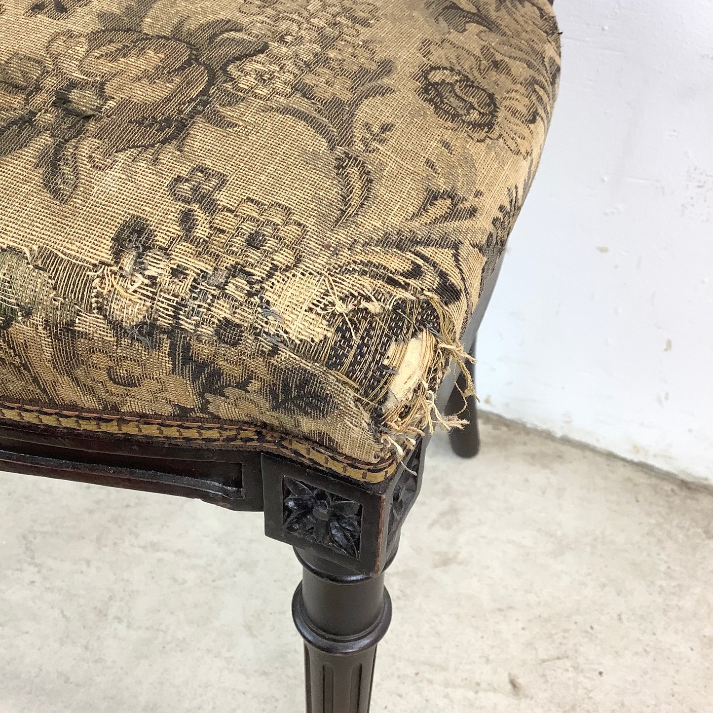 Graceful Napoleon III Style Side Chair with Floral Upholstery