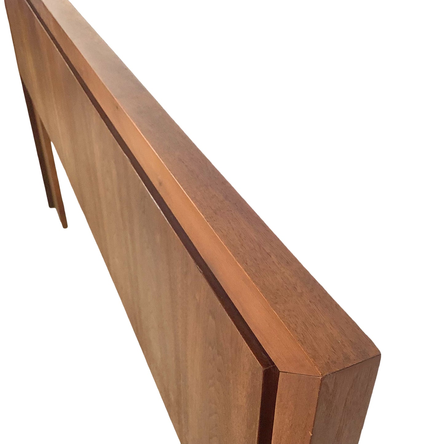 Mid-Century Modern Dillingham Walnut Headboard with Polished Chrome Accent Inlay