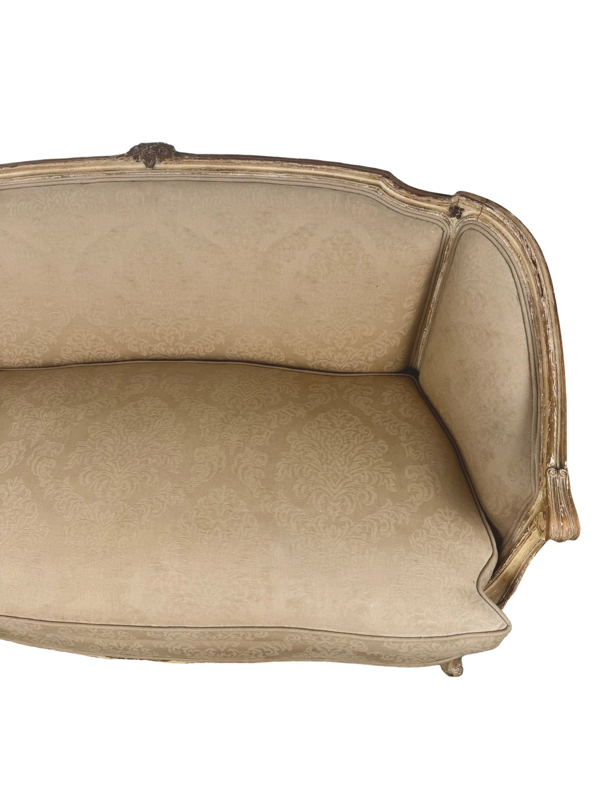 Vintage Louis XV Revival Carved Giltwood Upholstered Settee