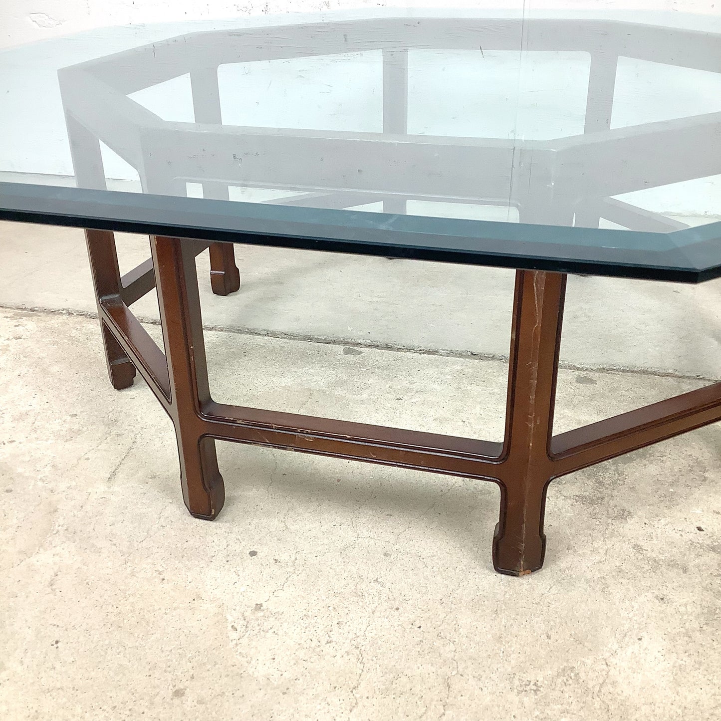 Vintage Modern Octagonal Glass Coffee Table