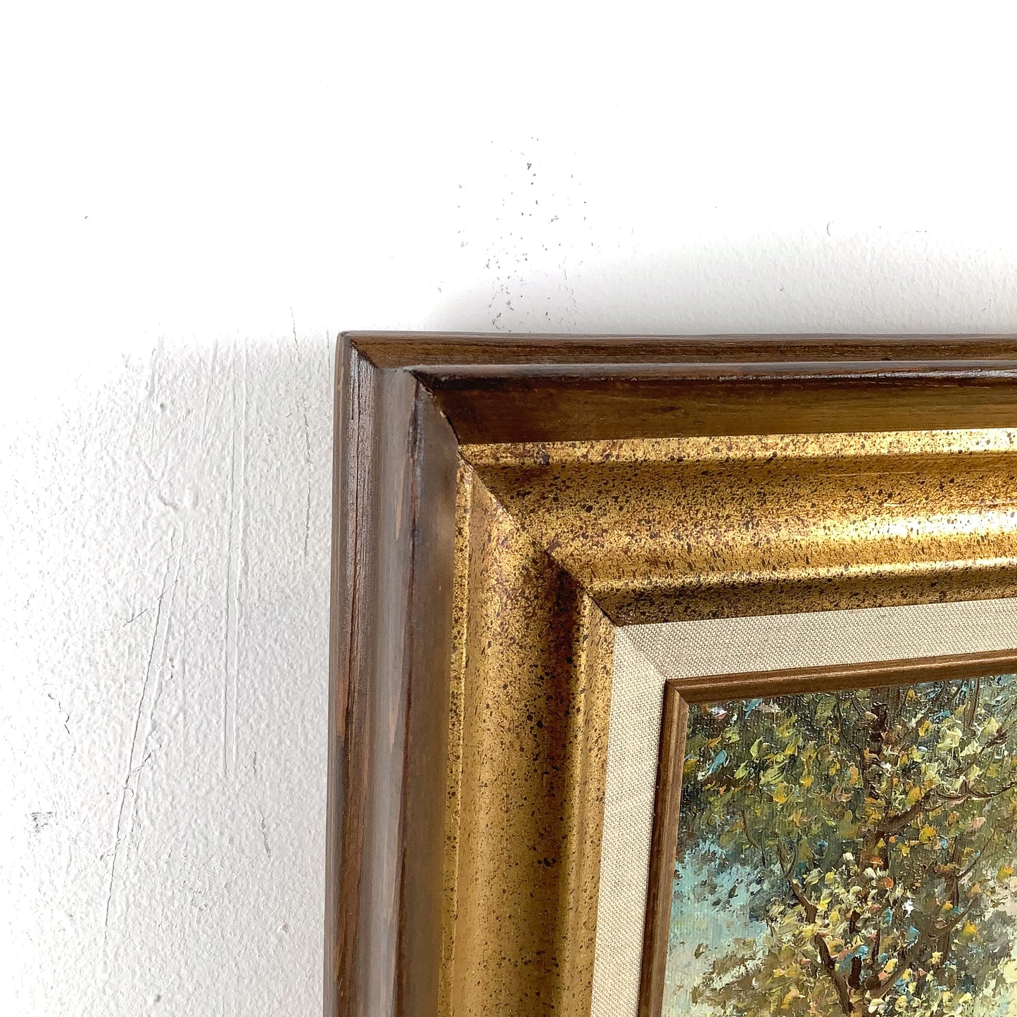 European Impressionist Revival Oil Painting with Figures, Signed and Framed