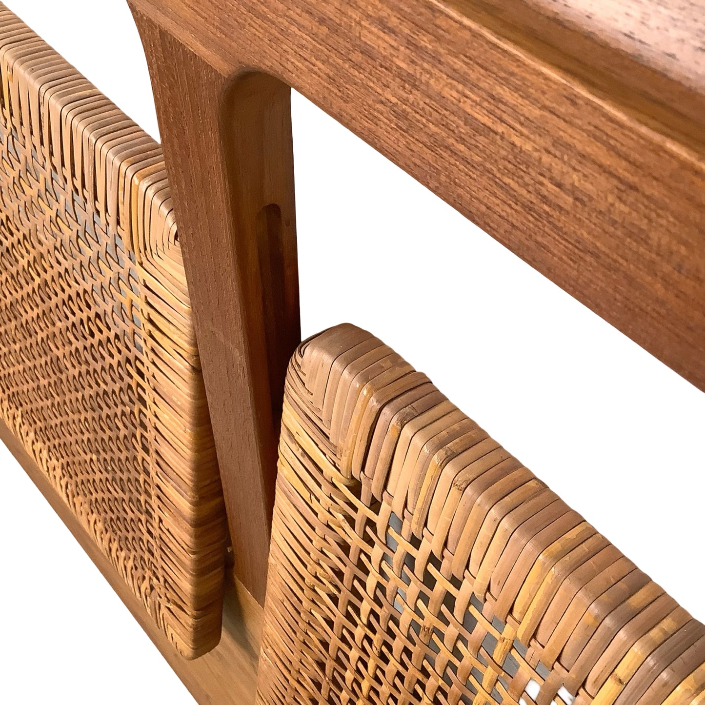 VintageModern Scandinavian Style Teak & Cane Full Headboard