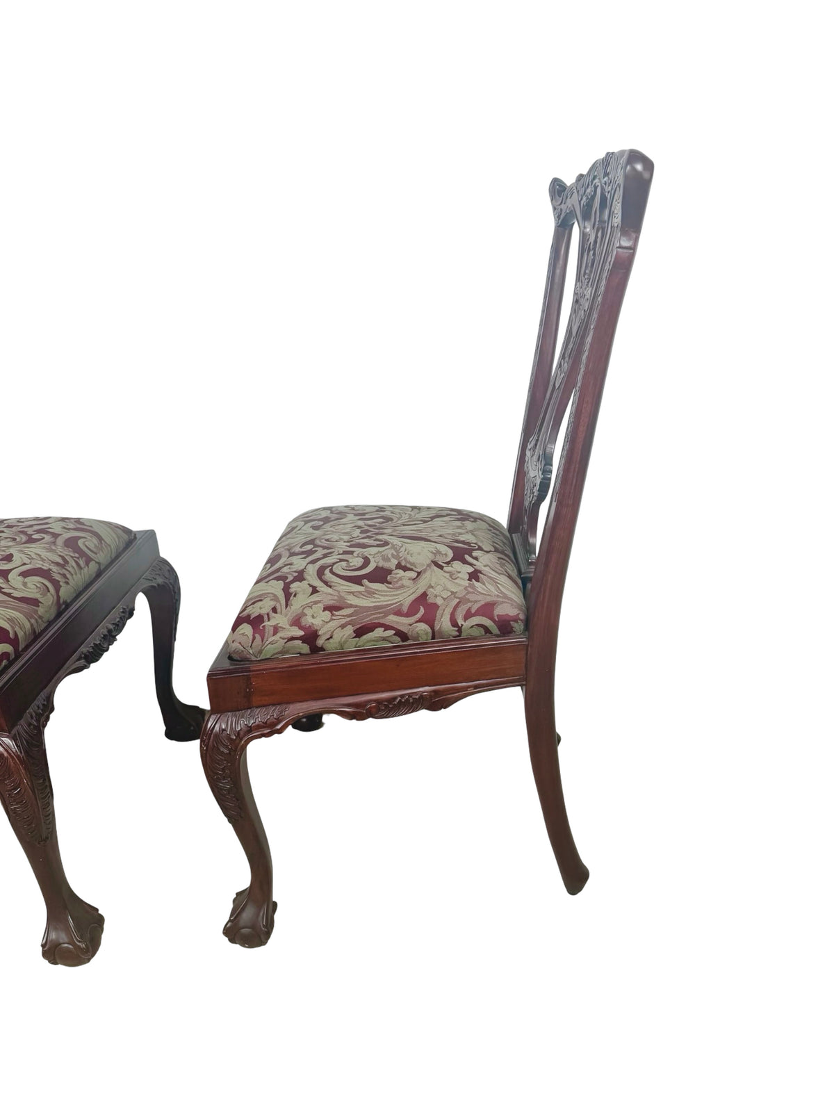 Set of 4 Chippendale-Style Mahogany Dining Chairs with Carved Ball-and-Claw Feet