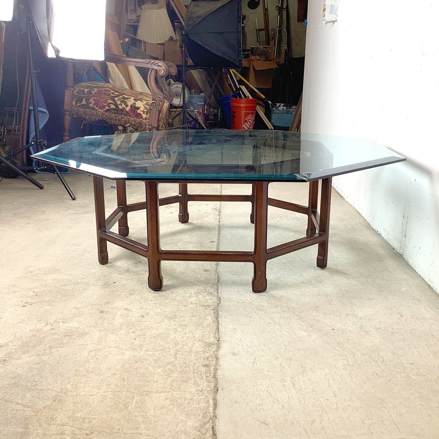 Vintage Modern Octagonal Glass Coffee Table
