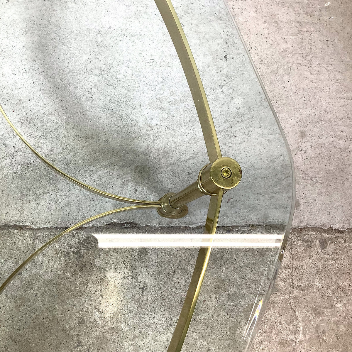 Sculptural Hollywood Regency Brass &amp; Glass Coffee Table