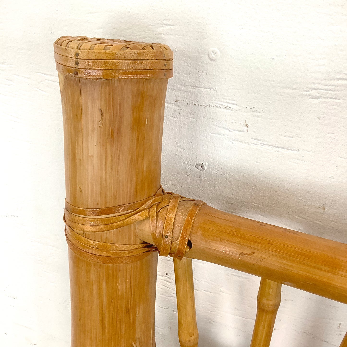 Pair Tall Boho Modern Bamboo Chairs