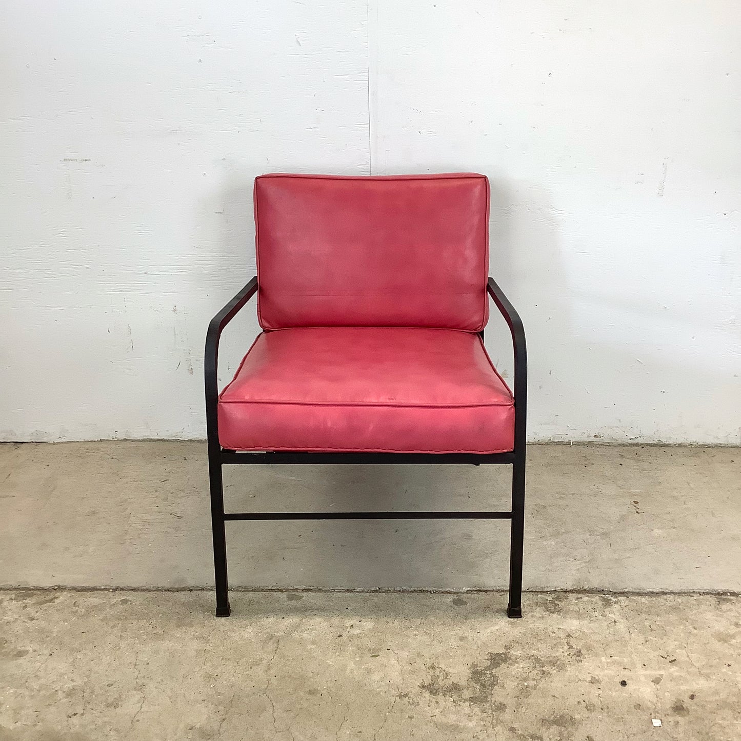 MCM Wrought Iron Patio Chair with Ottoman