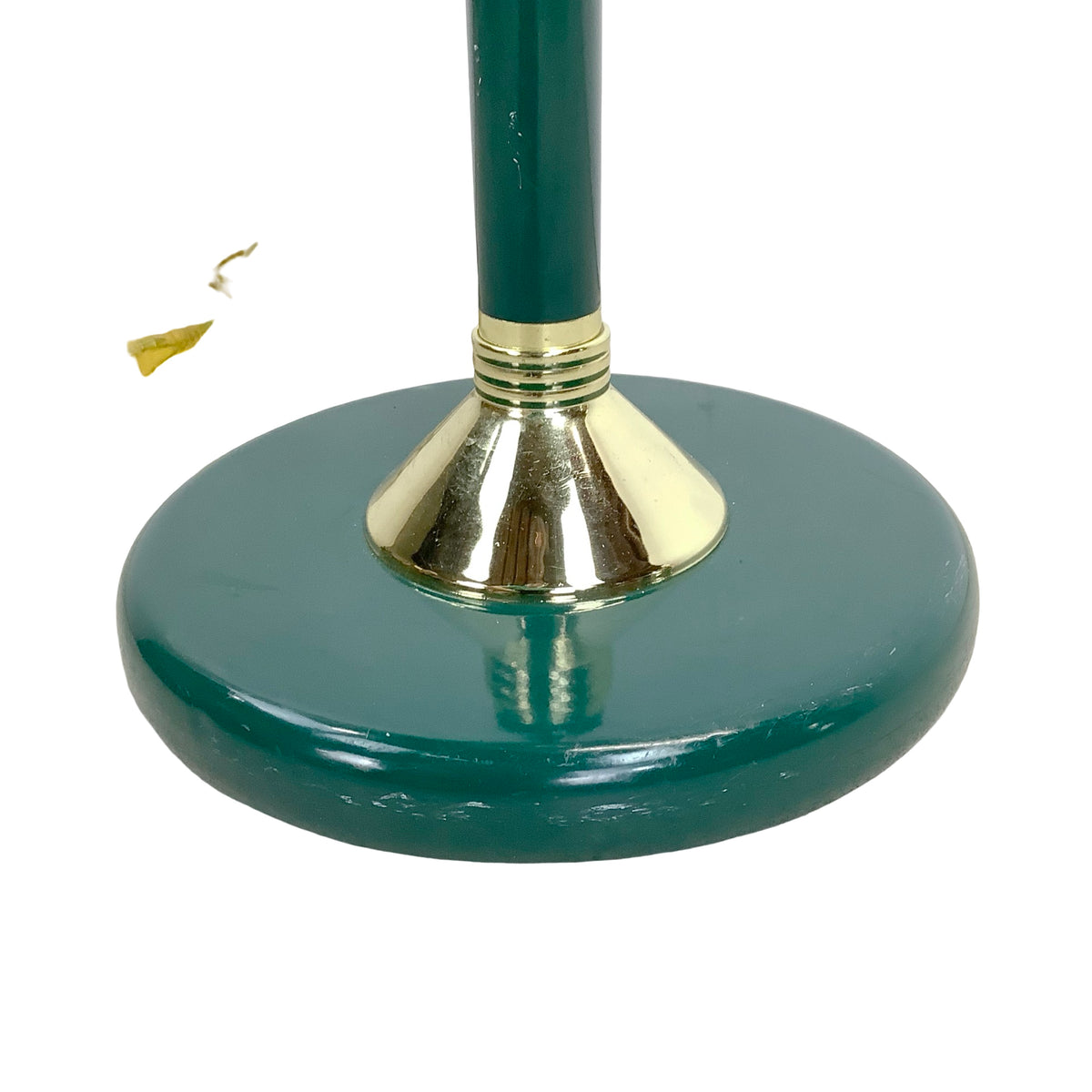 Vintage Hunter Green Brass Lamp, Pleated Fabric Shade, Traditional Hollywood Regency