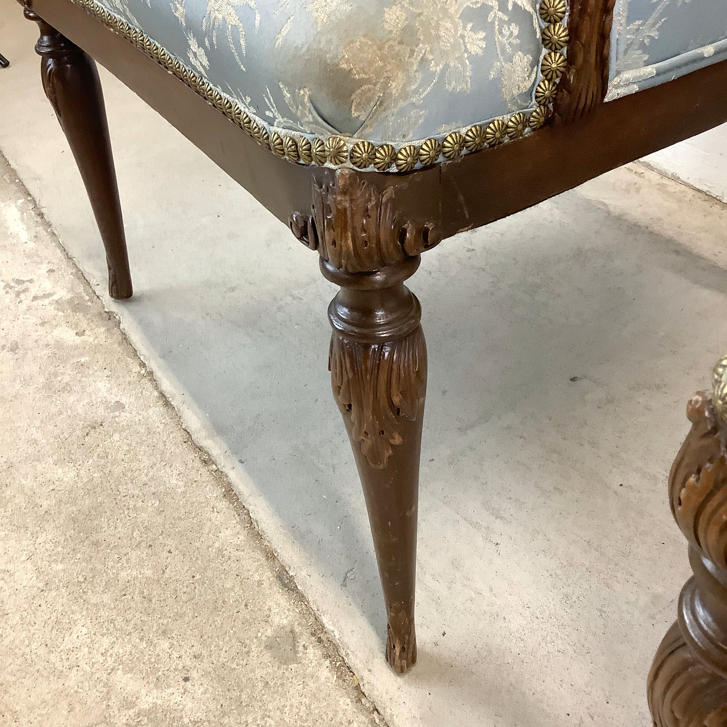 Pair Antique Pale Blue Armchairs, Louis XVI