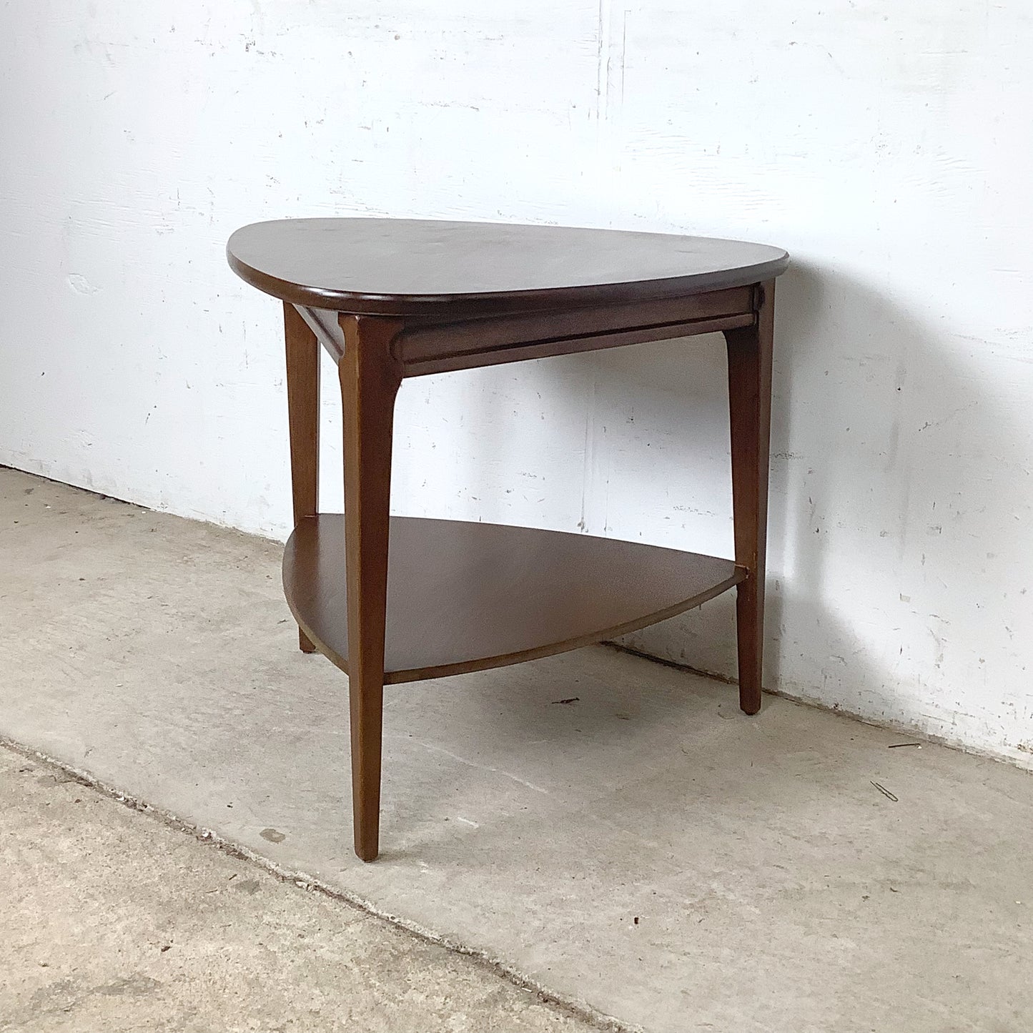 Pair of Two-Tier Triangular End Tables | Mid-Century Modern