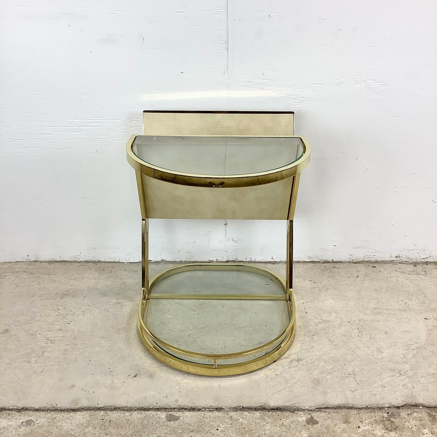 Vintage Hollywood Regency Brass & Glass Magazine Rack Side Table