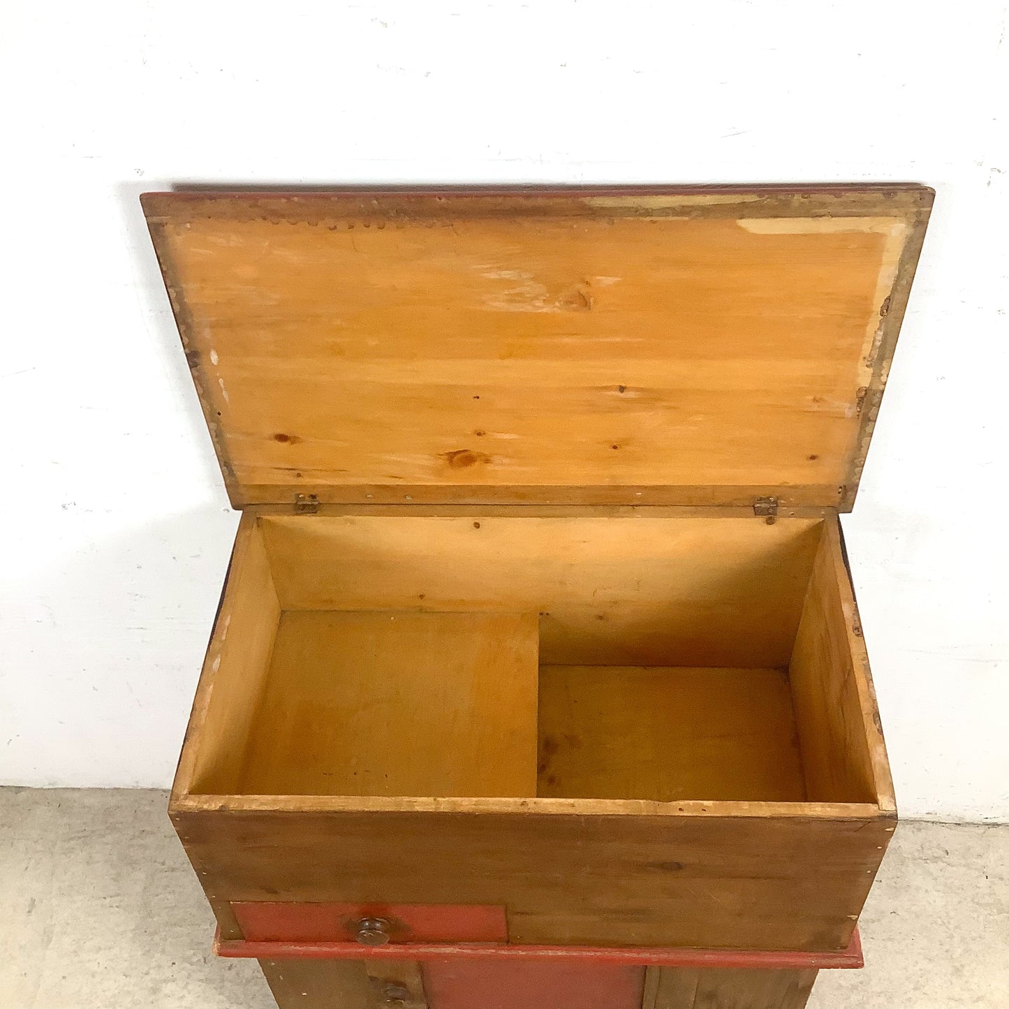 Antique American Primitive Painted Pine Farmhouse Cabinet