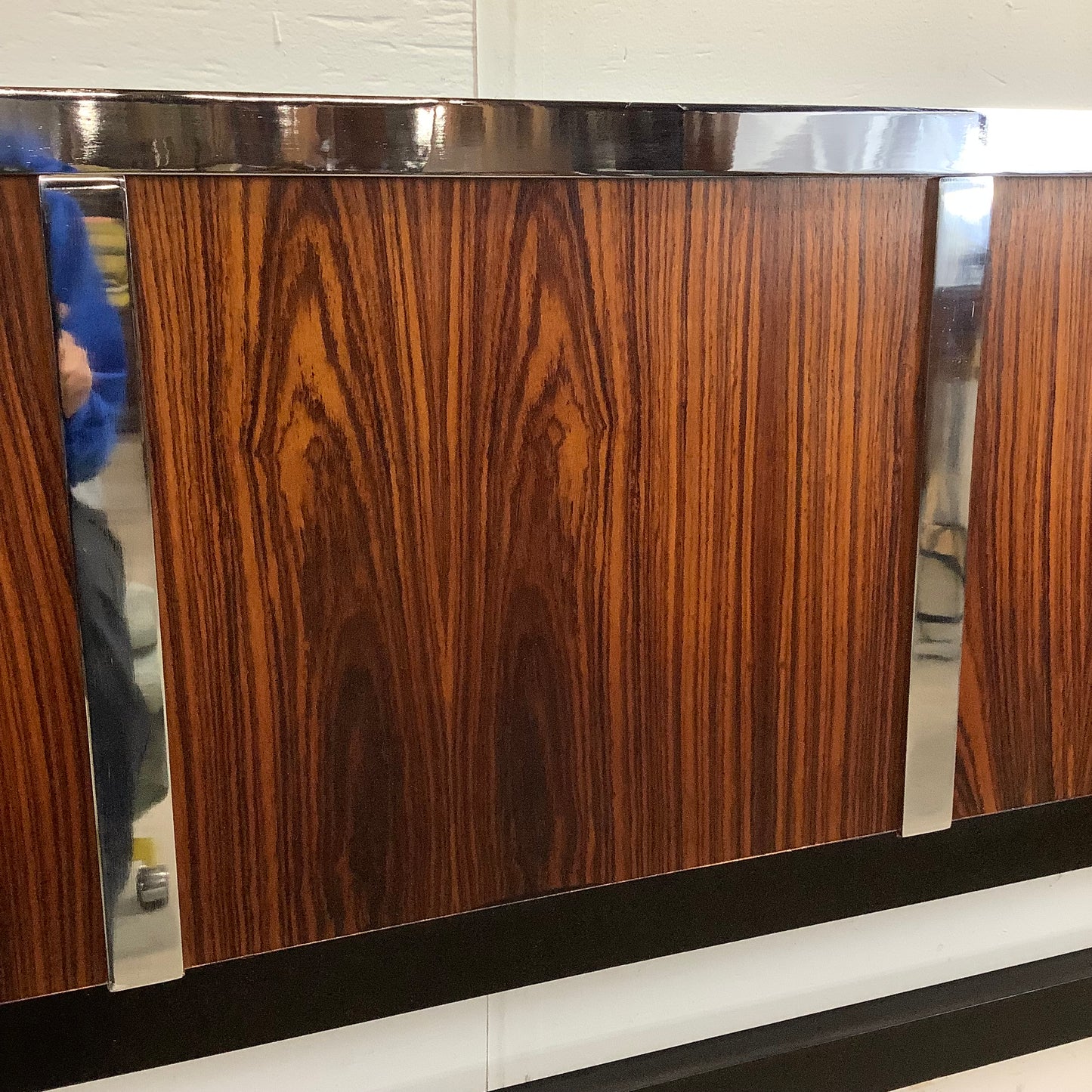Vintage Modern Rosewood & Chrome Headboard- Queen