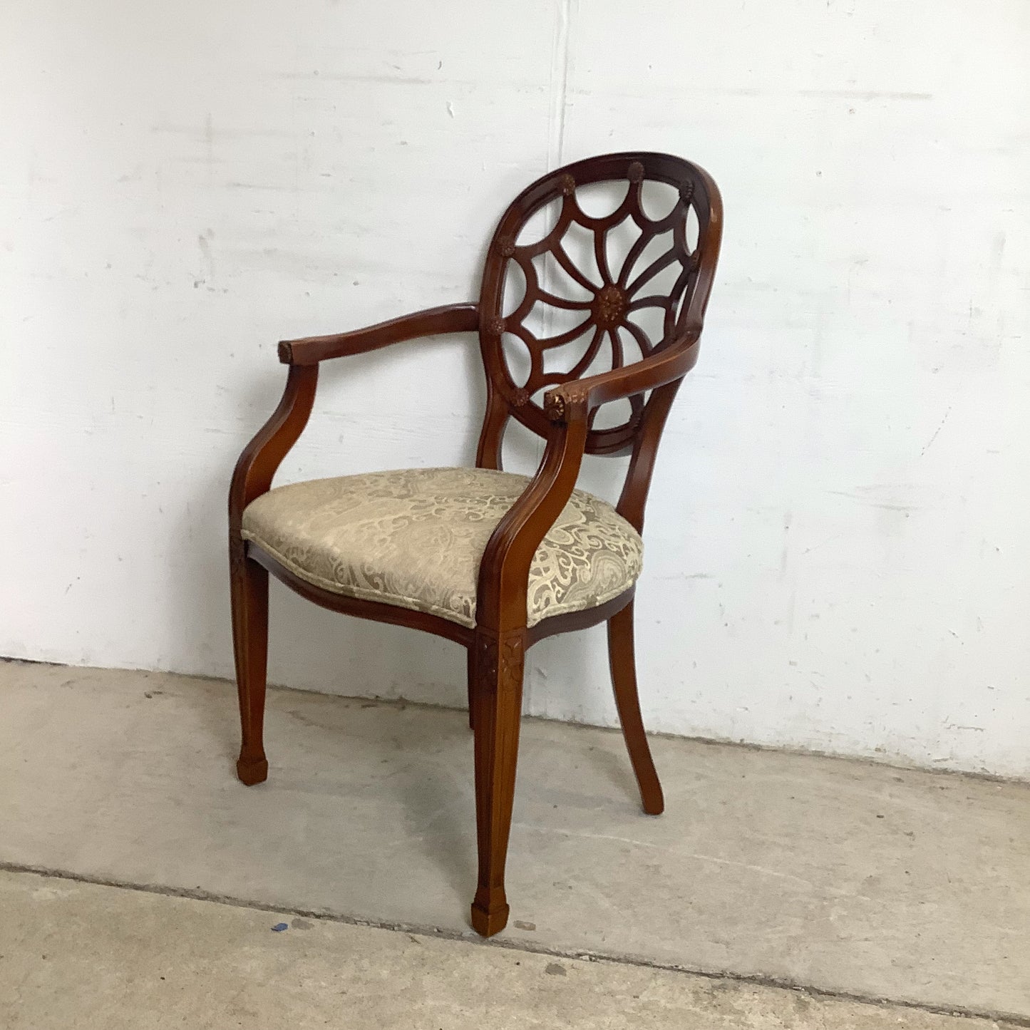 Hepplewhite Spider Back Mahogany Armchair | Upholstered Seat | Late 20th Century