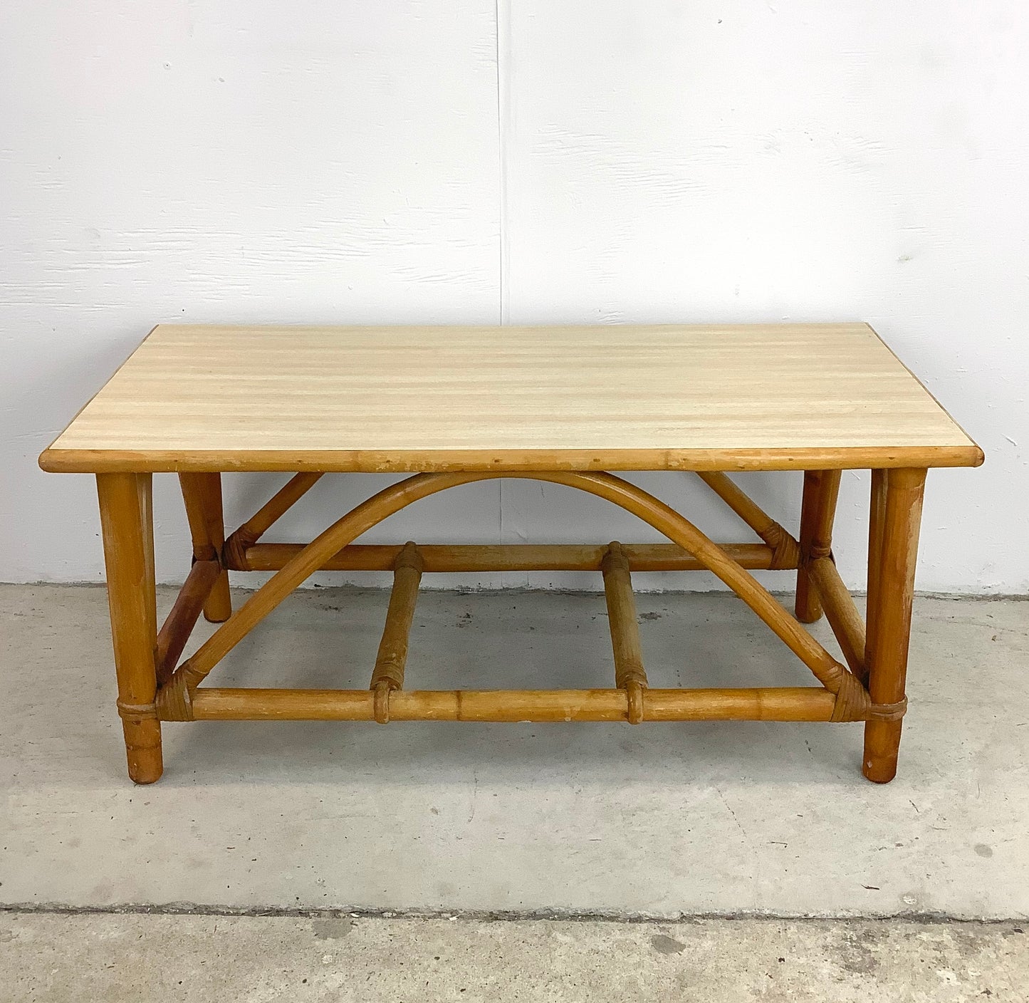 Vintage Coastal Rattan Coffee Table