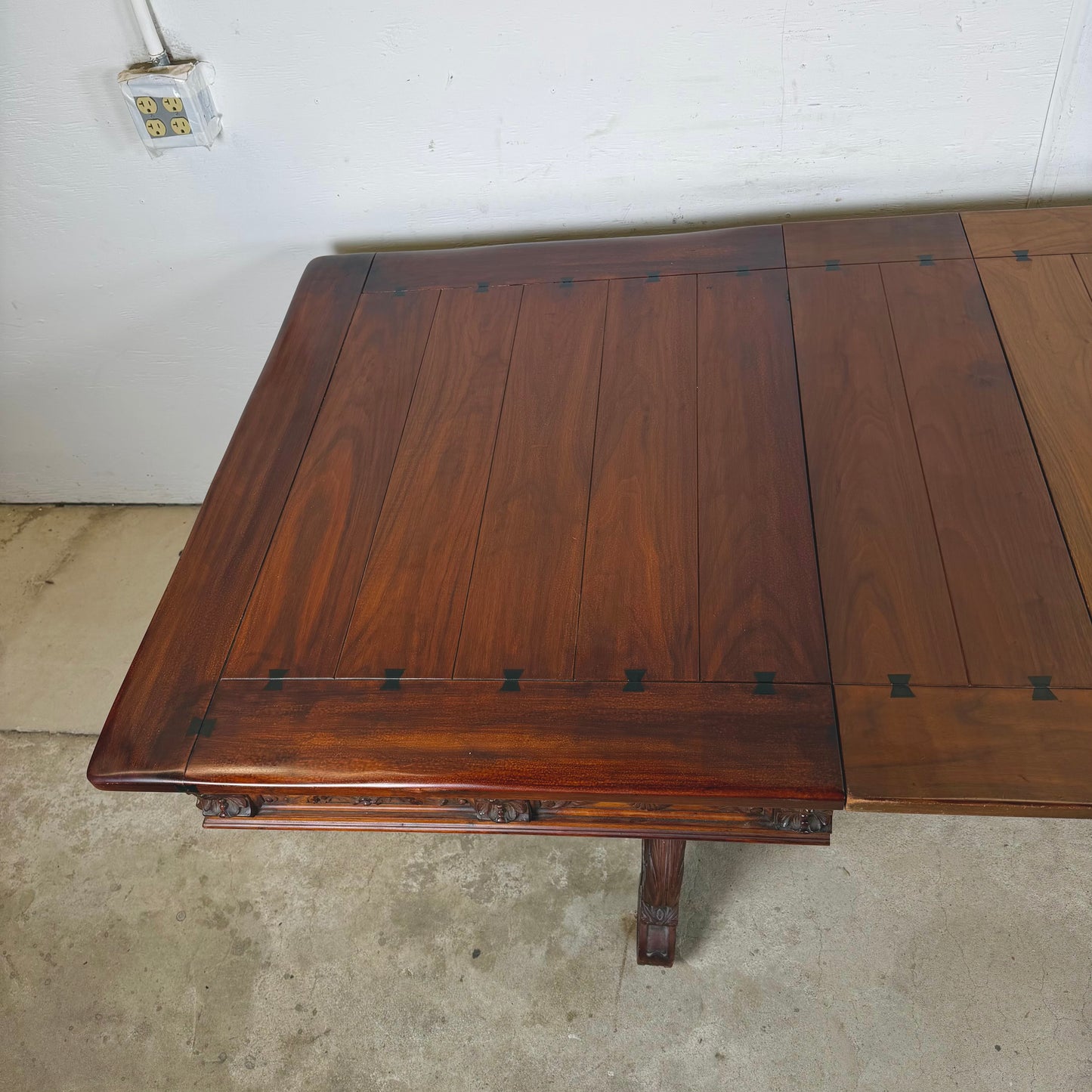 Spanish Revival Carved Extension Dining Table by Berkey & Gay