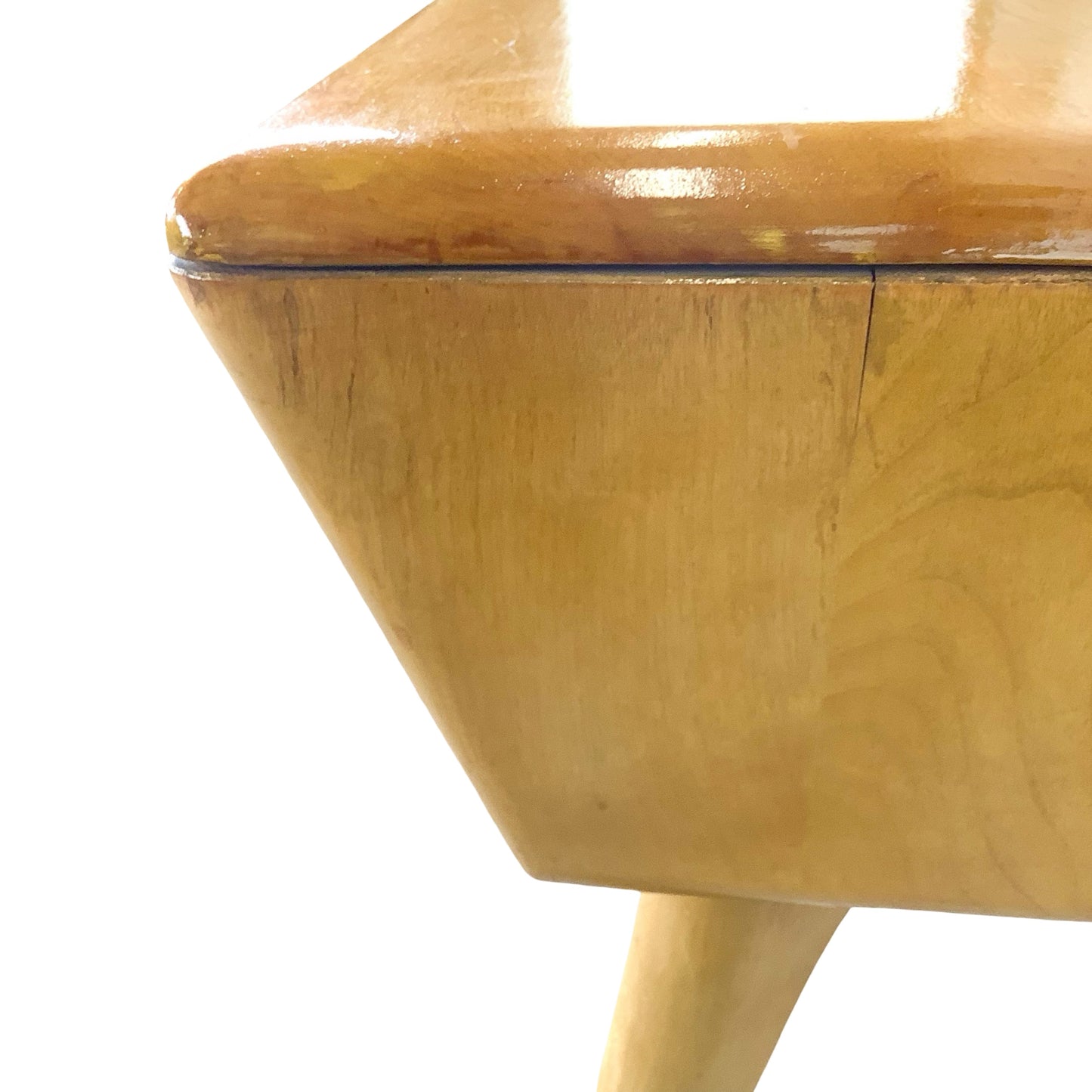 Heywood-Wakefield Solid Birch Encore Open Cubby Lamp Table (Wheat Finish)