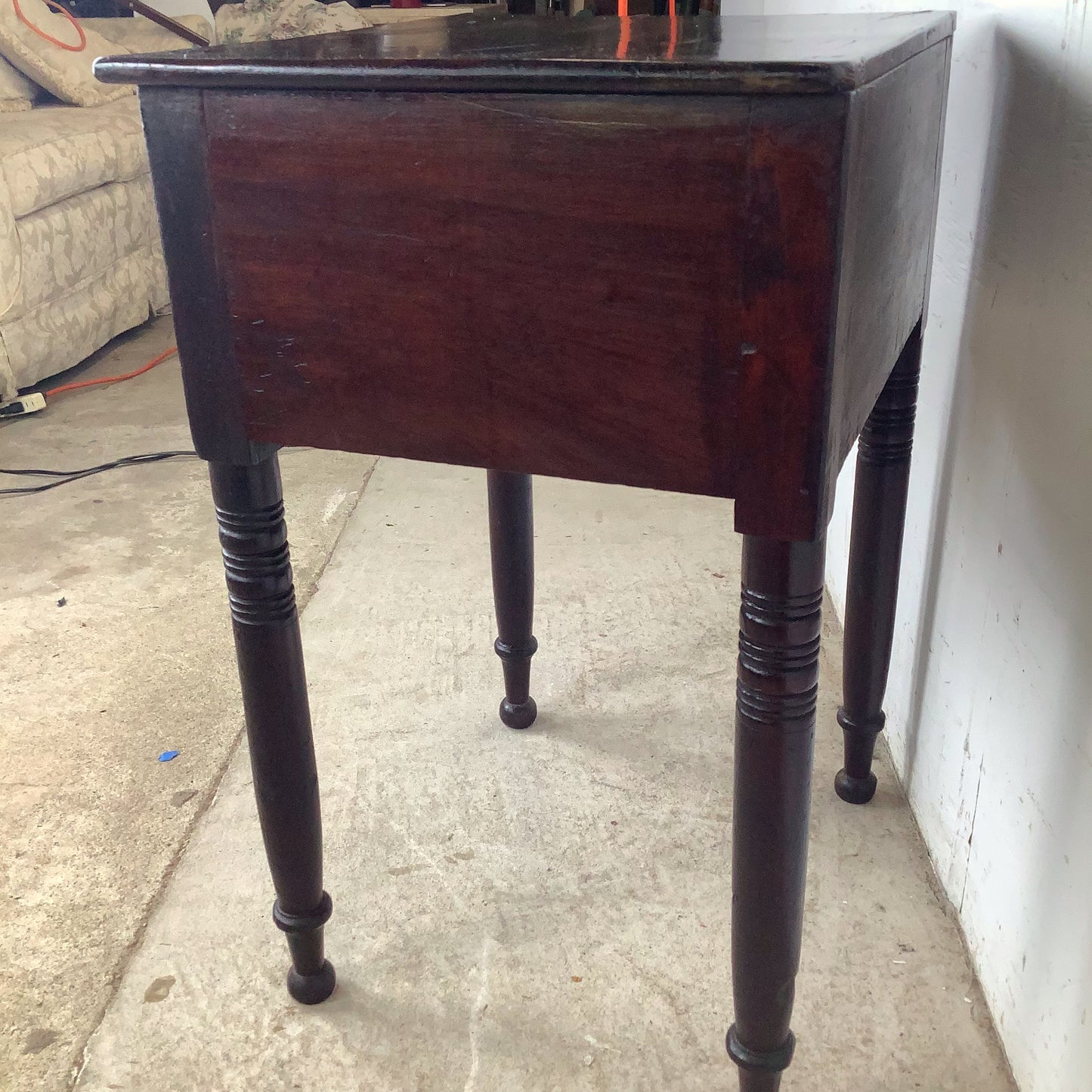 Antique American Federal Mahogany Two-Drawer Stand | Ring-Turned Legs