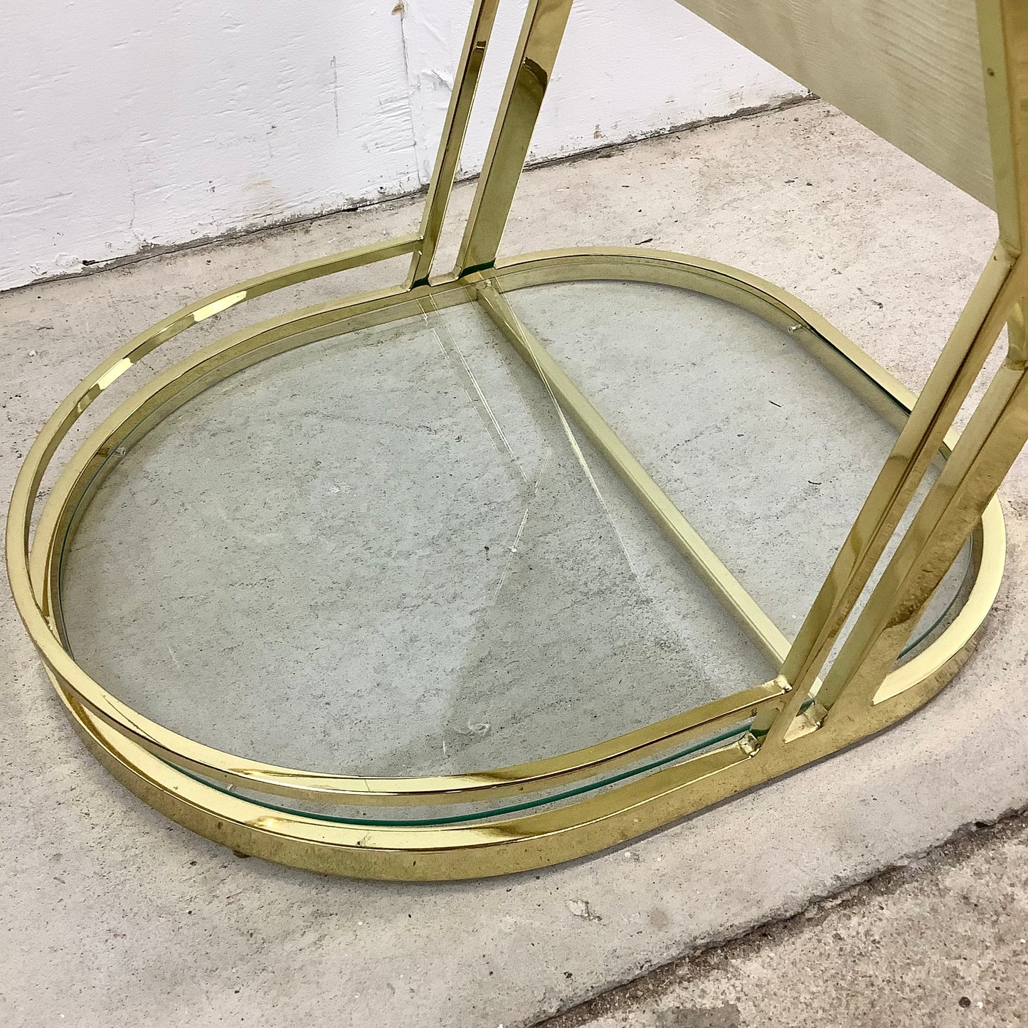 Vintage Hollywood Regency Brass & Glass Magazine Rack Side Table