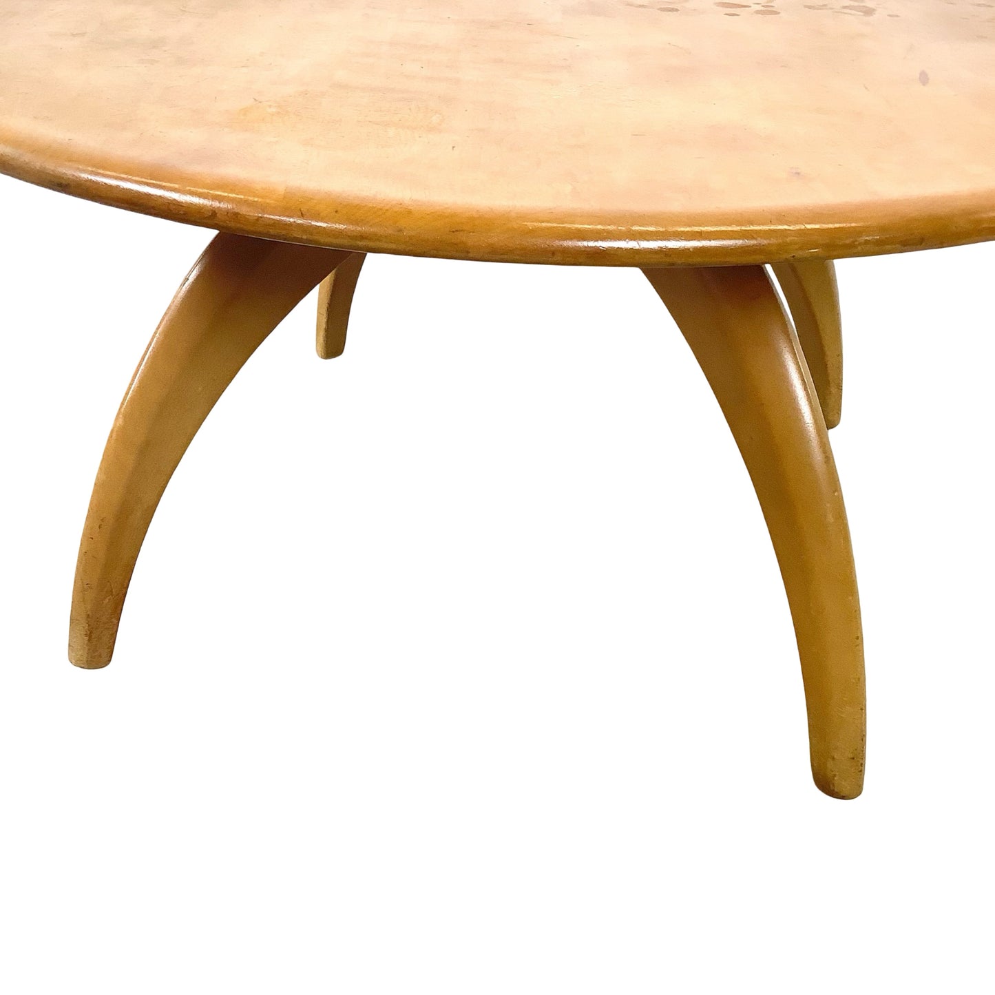 Heywood-Wakefield Solid Birch Lazy Susan Revolving Coffee Table (Wheat Finish)