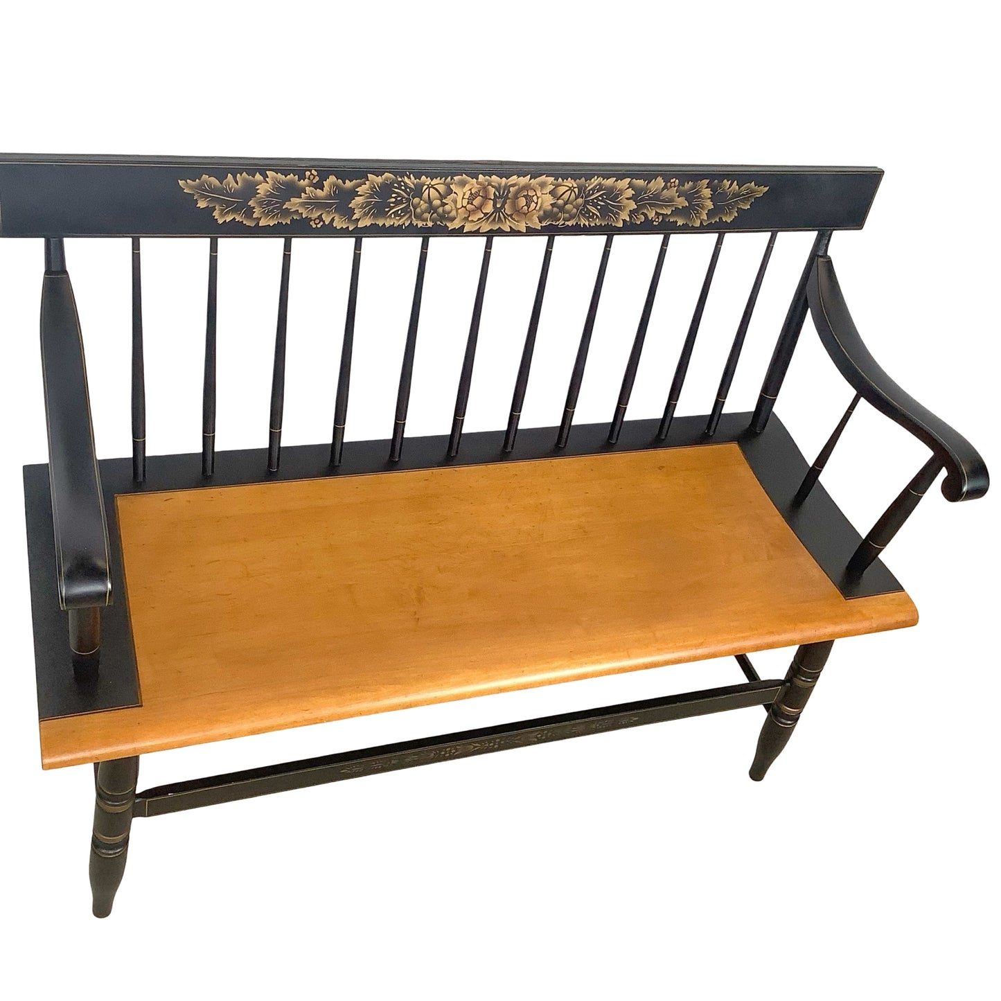 Vintage Hitchcock Style Stenciled Bench | Nichols & Stone Style Settee