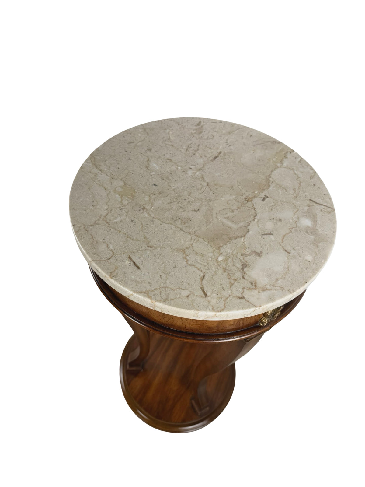 Vintage Neoclassical Italian Marble-Top Pedestal Side Table