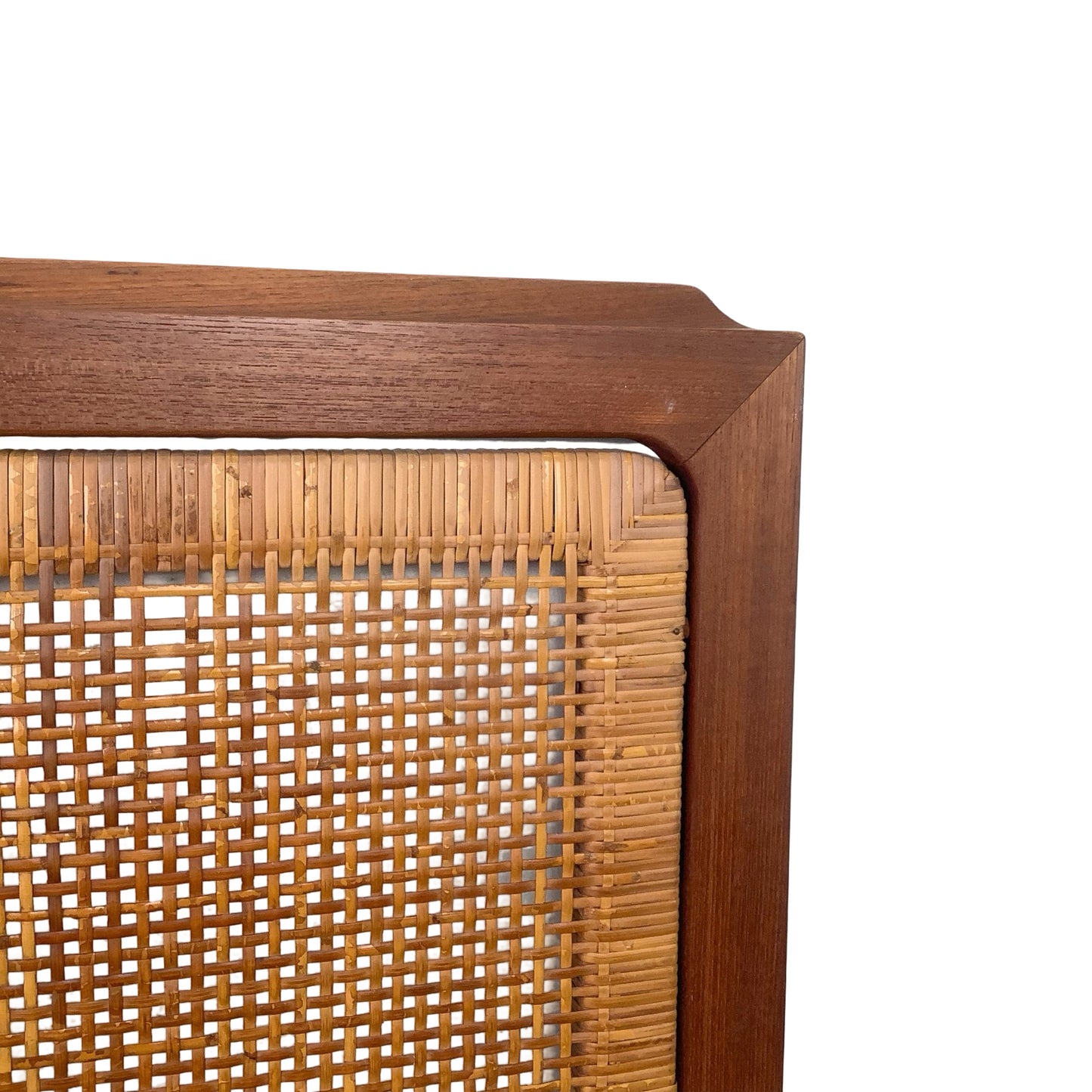 VintageModern Scandinavian Style Teak & Cane Full Headboard