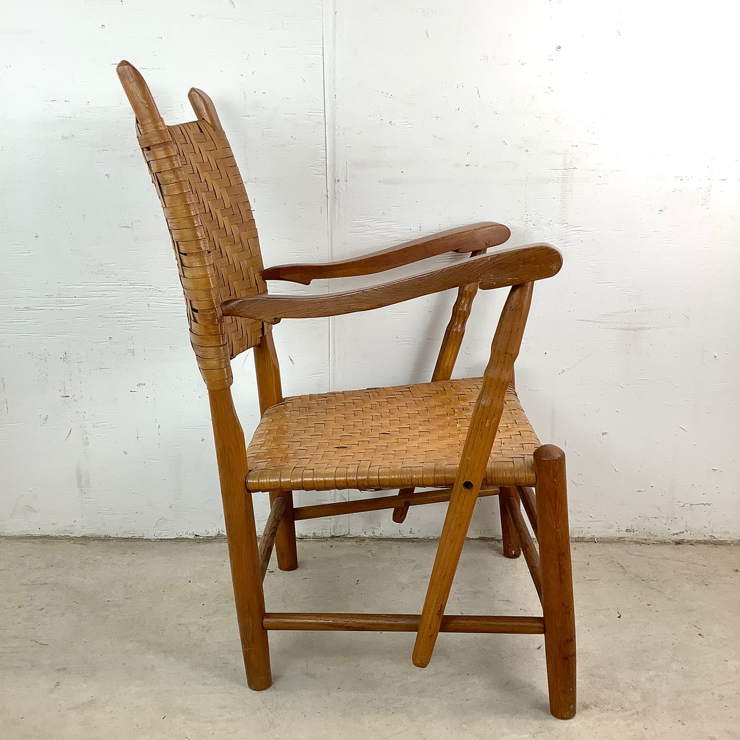 Rustic Vintage Rattan Back Armchair