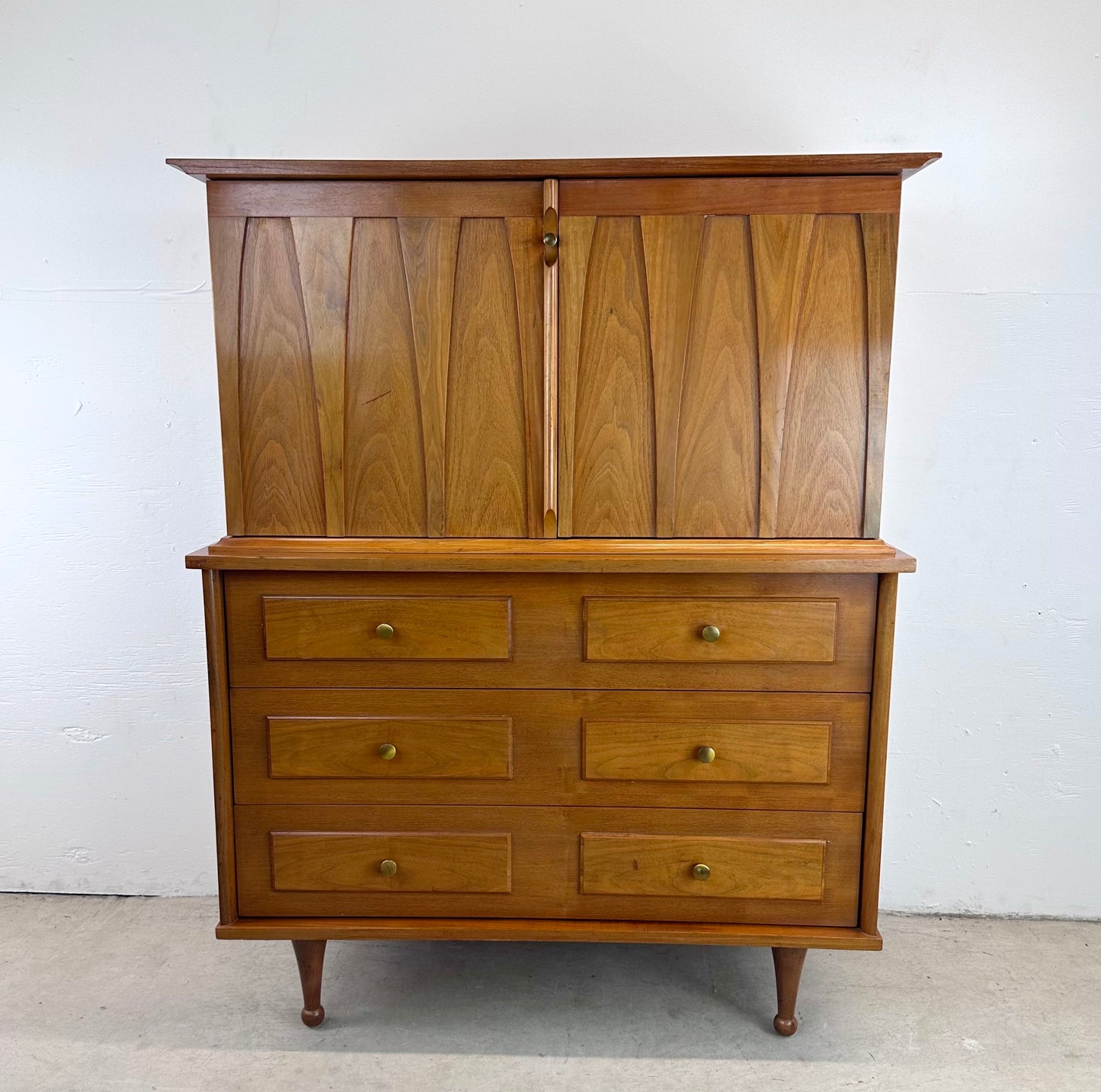 Mid-Century Highboy Dresser with Drumstick Legs