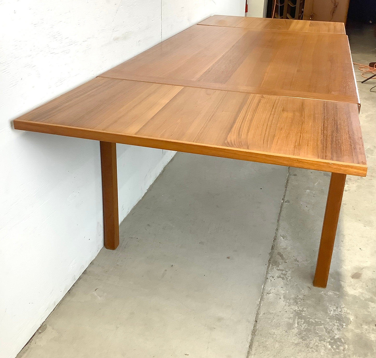 Scandinavian Modern Teak Dining Table With Draw Leaf Extensions