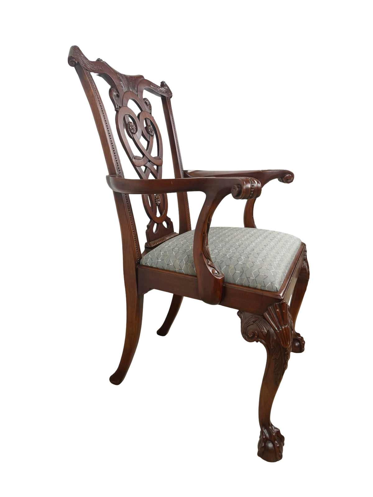 Vintage Maitland-Smith Chippendale Carved Armchair with Ball-and-Claw Feet