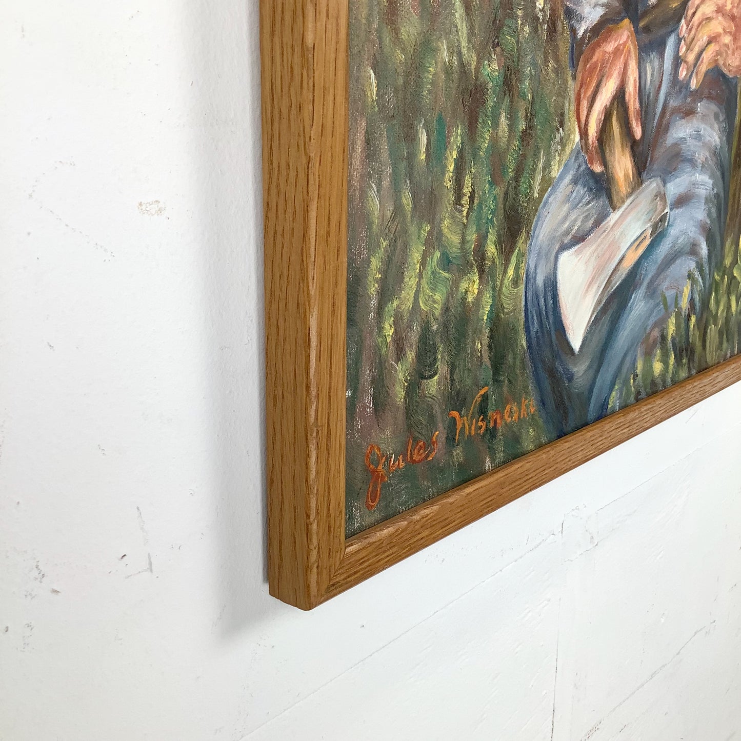 Mid-Century Figurative Oil Painting of Seated Woodsman — Jules Wisneski