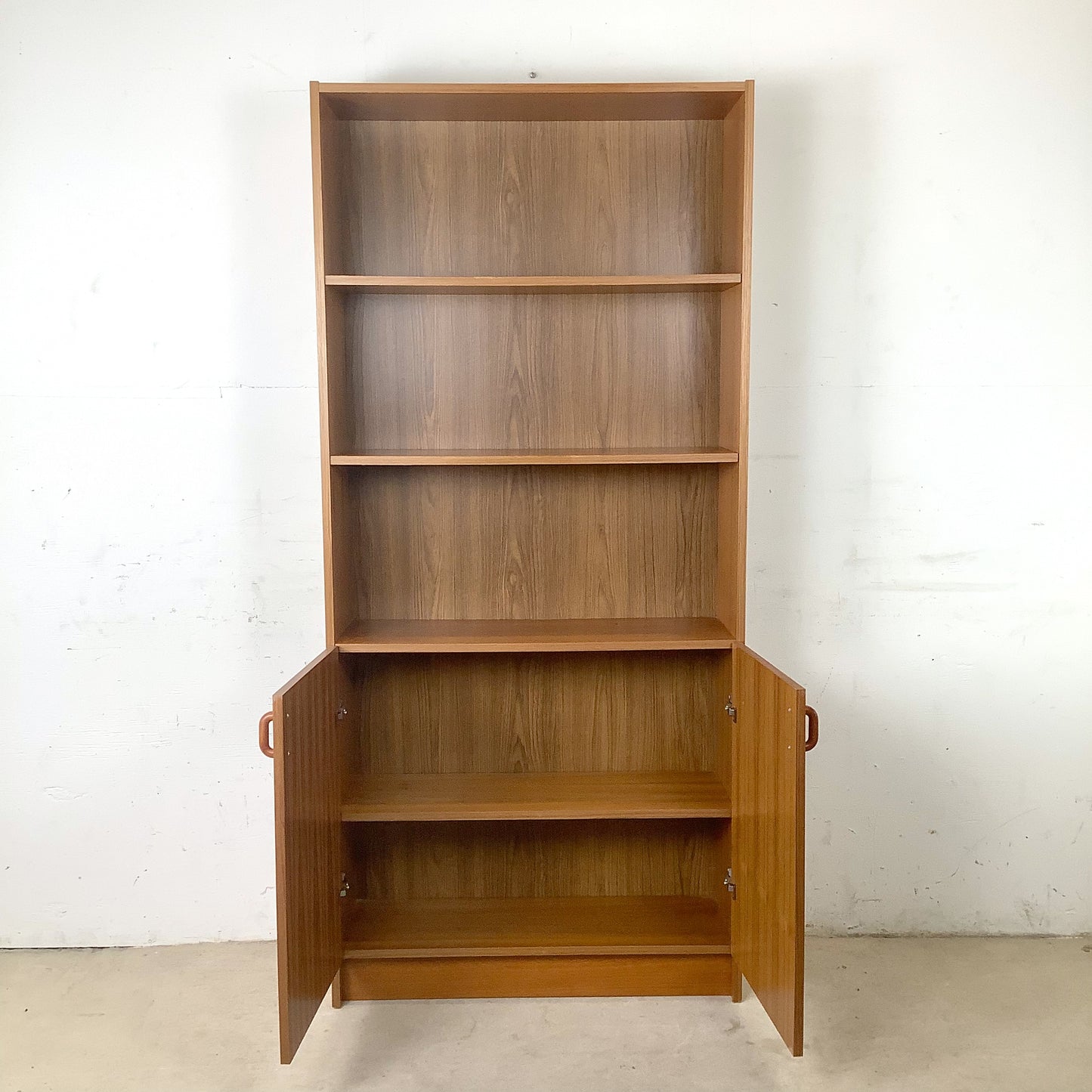  Vintage Scandinavian Modern Teak Bookcase with Lower Cabinet