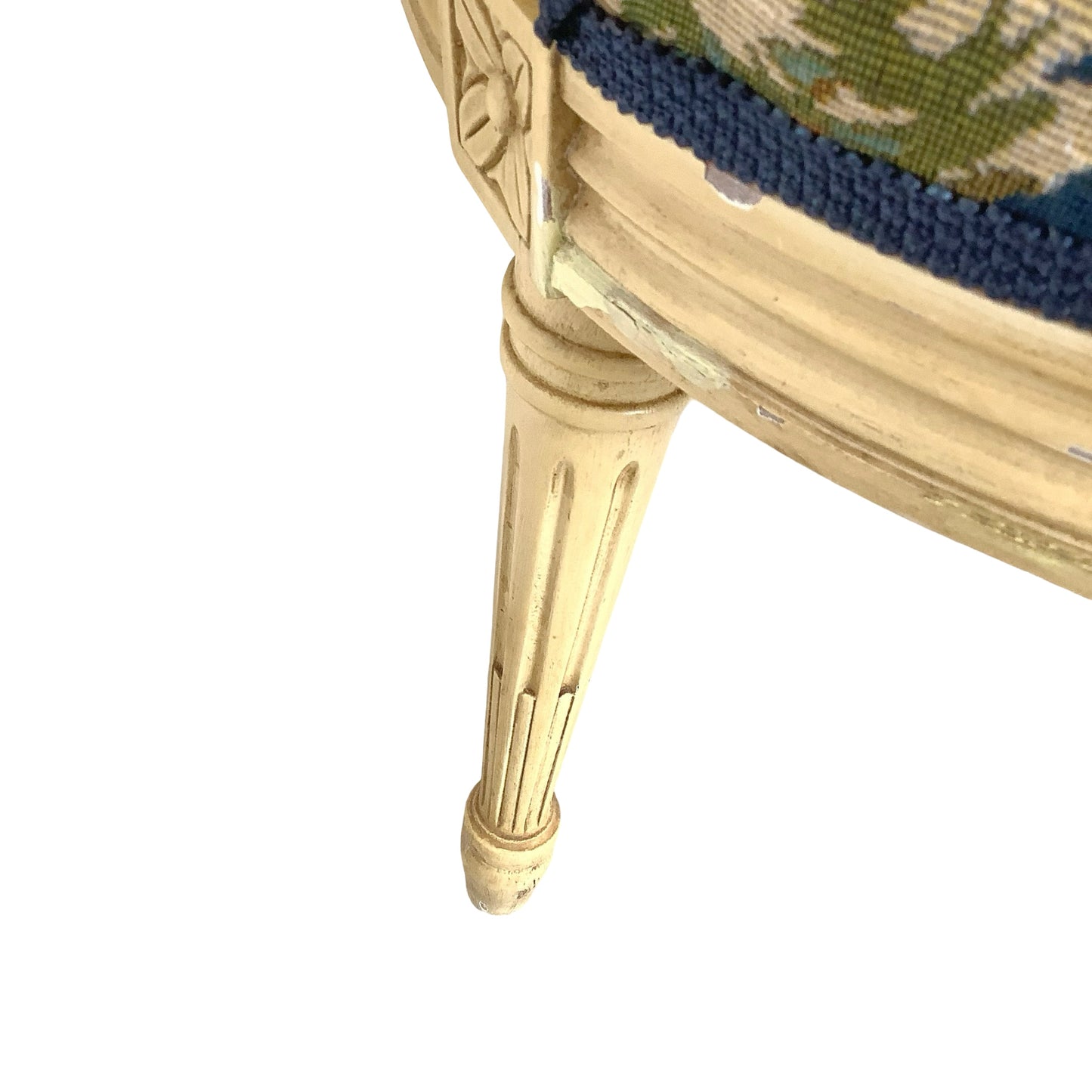 Vintage Louis XVI Style Painted Fauteuil | French Provincial Armchair  This painted fauteuil captures the timeless elegance of