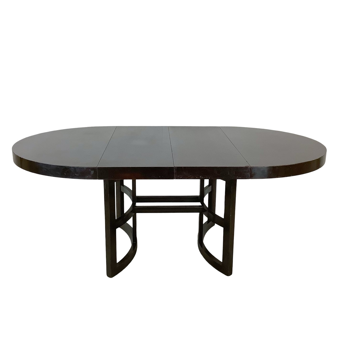 Ebonized Mahogany Round Extension Dining Table — Attributed to Paul T. Frankl