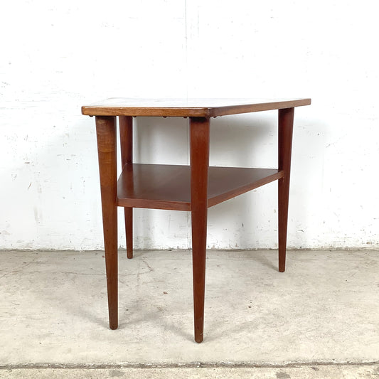 Vintage Trapezoidal Teak End Table