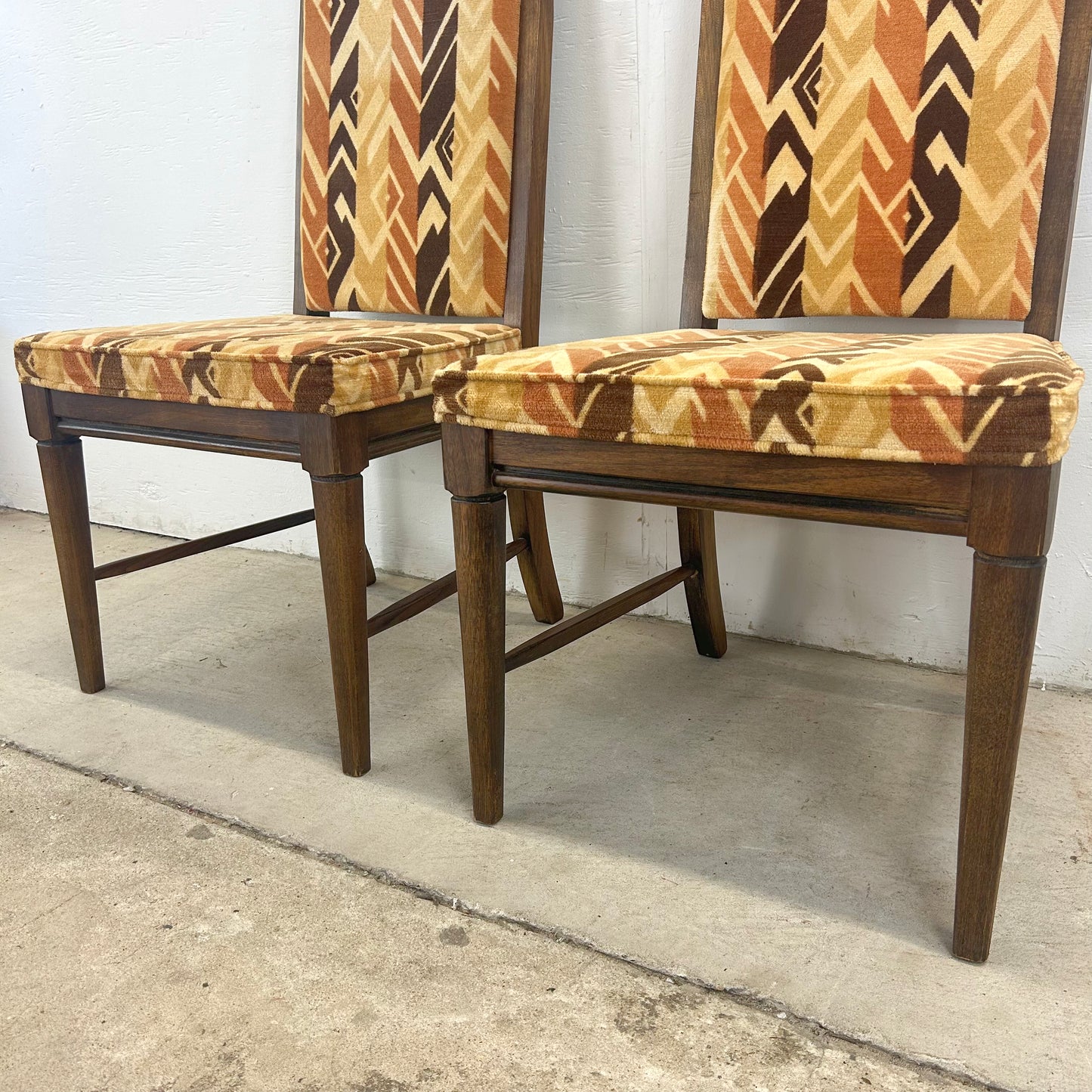 Vintage Modern High Back Dining Chairs- Set of Six
