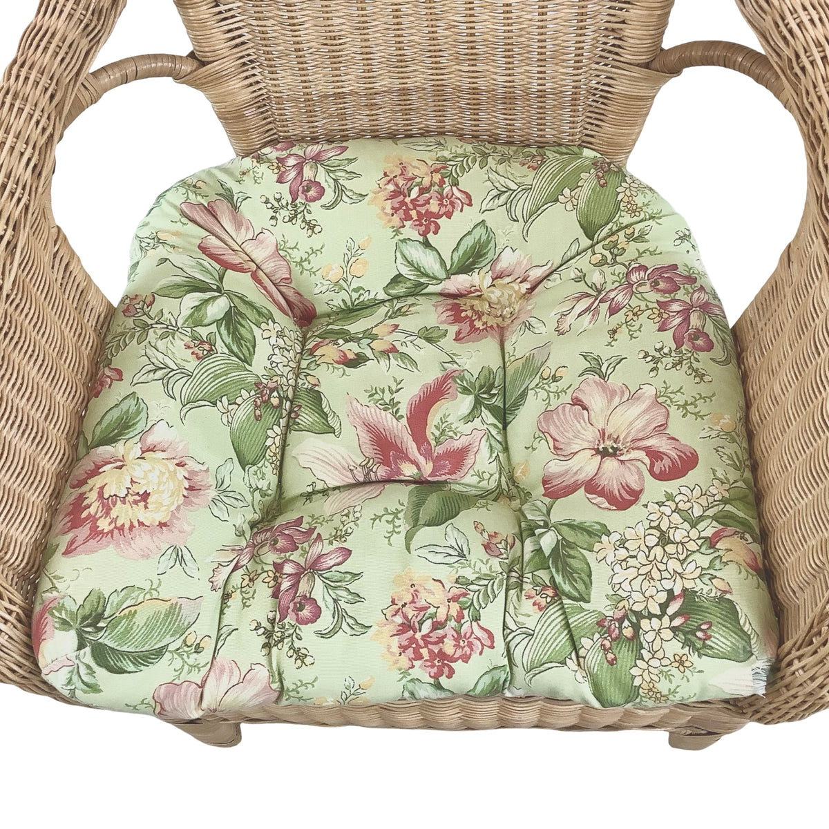 Vintage High-Back Woven Wicker Armchair