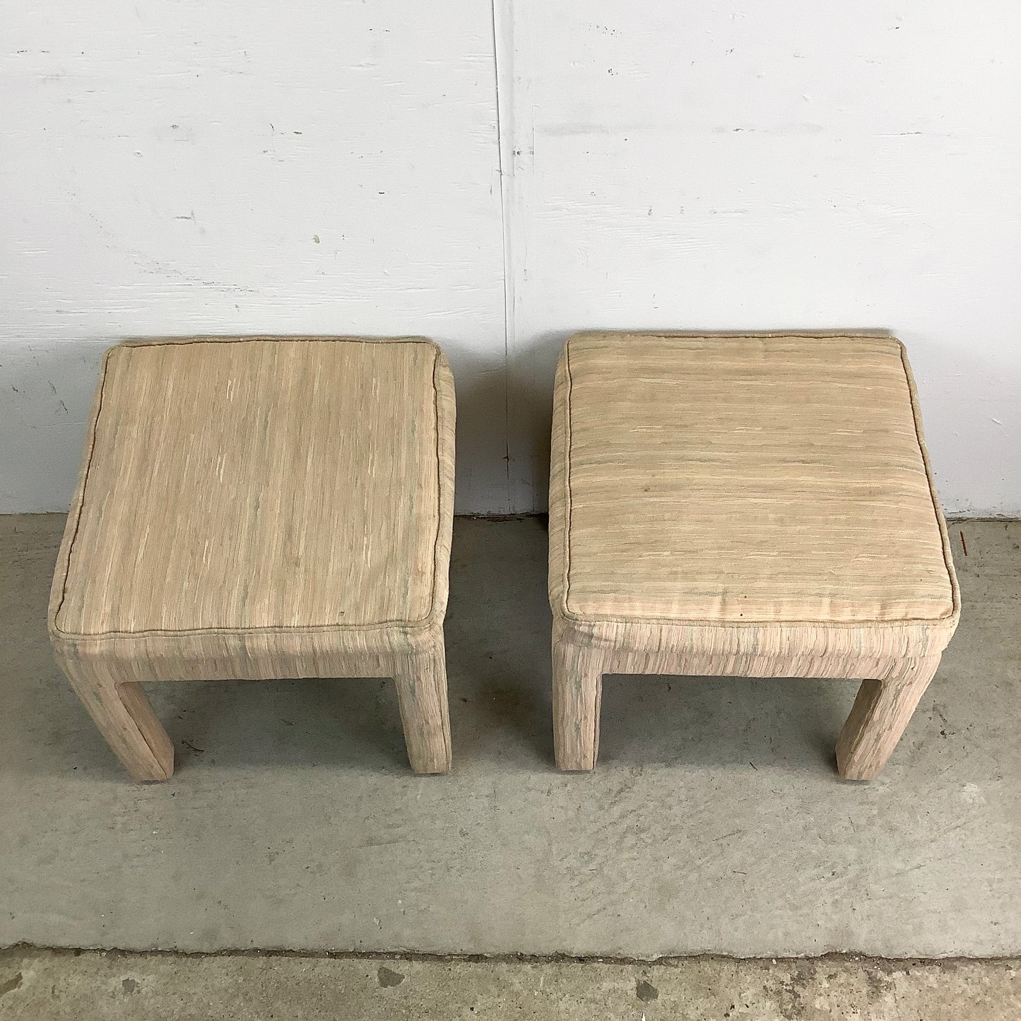 Vintage Karl Springer–Style Upholstered Stools- pair