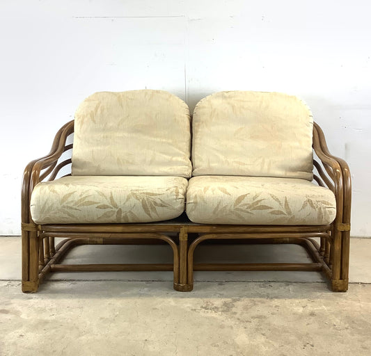 Vintage Coastal Rattan Loveseat