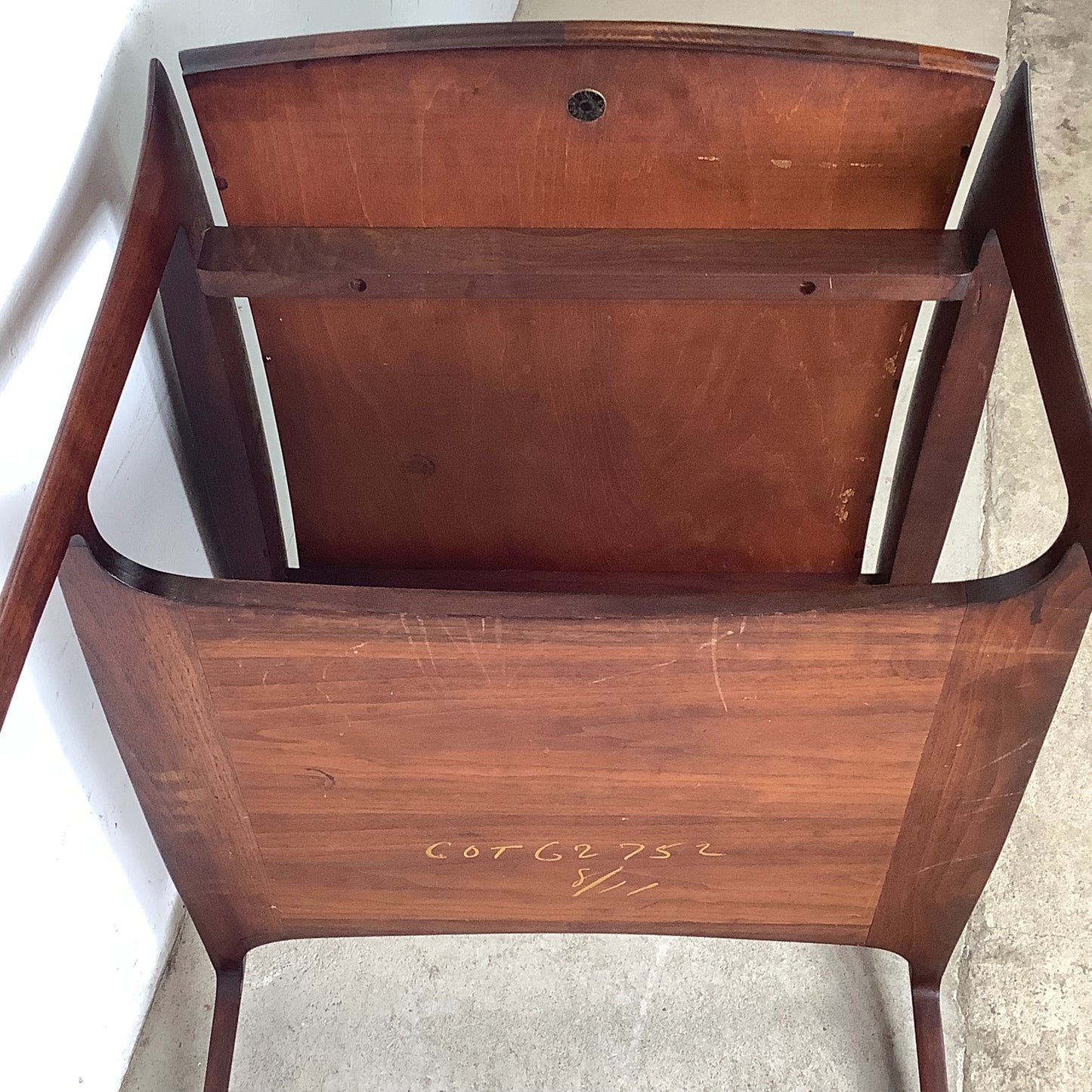 John Stuart Inc. Walnut Two-Tier End Table | Enamel Inlay | Splayed Legs | 1960s